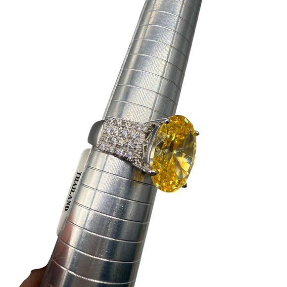 Bella Luce 12.53Ct Canary Yellow Diamond Simulant Rhodium Over Sterling Silver R - Picture 5 of 8